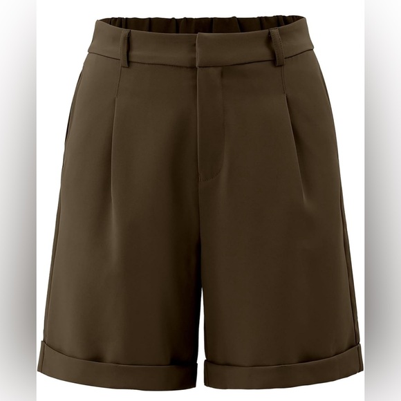 Women Casual Bemuda Shorts High WAIS Wide Leg Cargo Shorts with Side Pockets - Picture 3 of 5